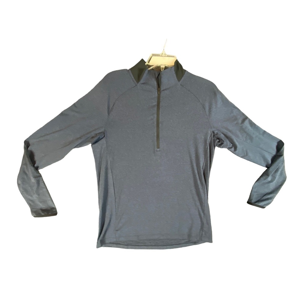 REI 1/4 ZIP  Pullover Shirt Mens Medium Blue Reflective hiking outdoors athletic - Picture 2 of 10